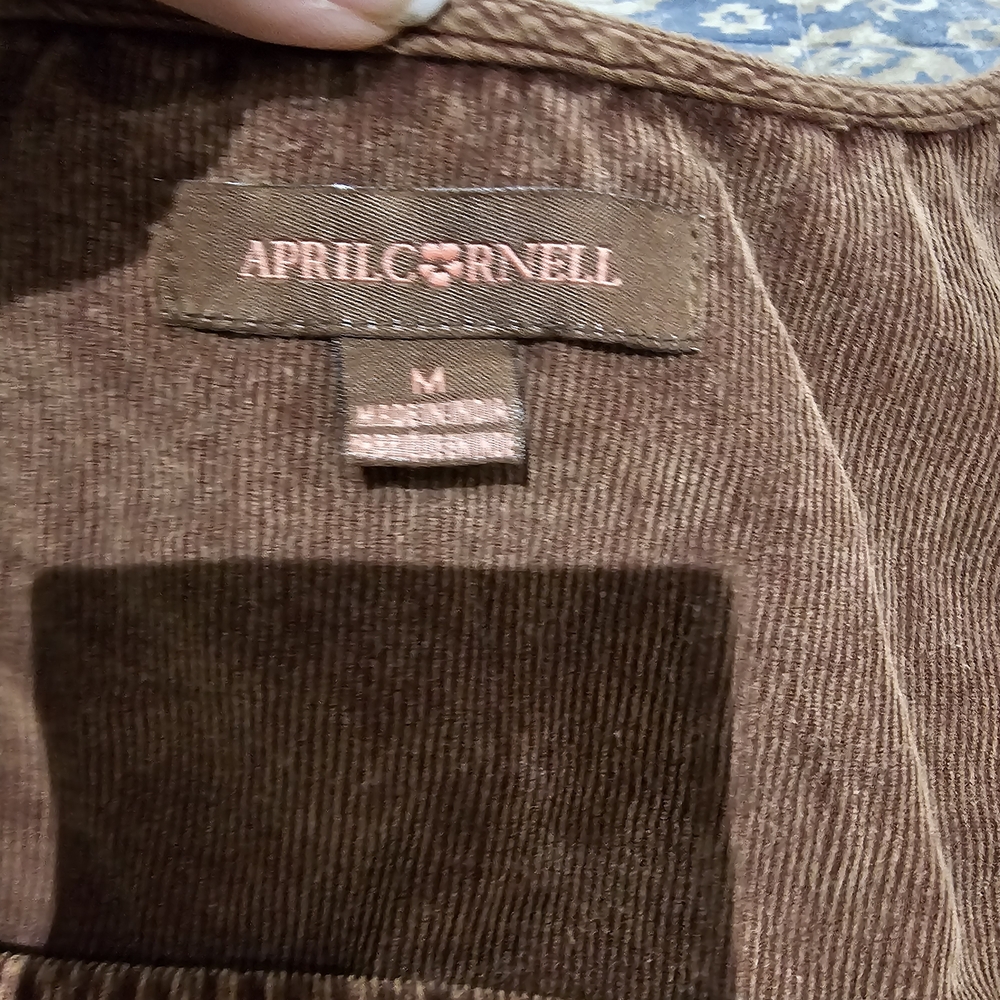 April Cornell Corduroy Brown Sleeveless Jumper Dress, Size M - Picture 4 of 6